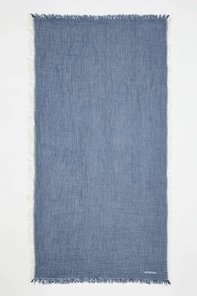 Ibiza Towel in Dark Blue and Ecru