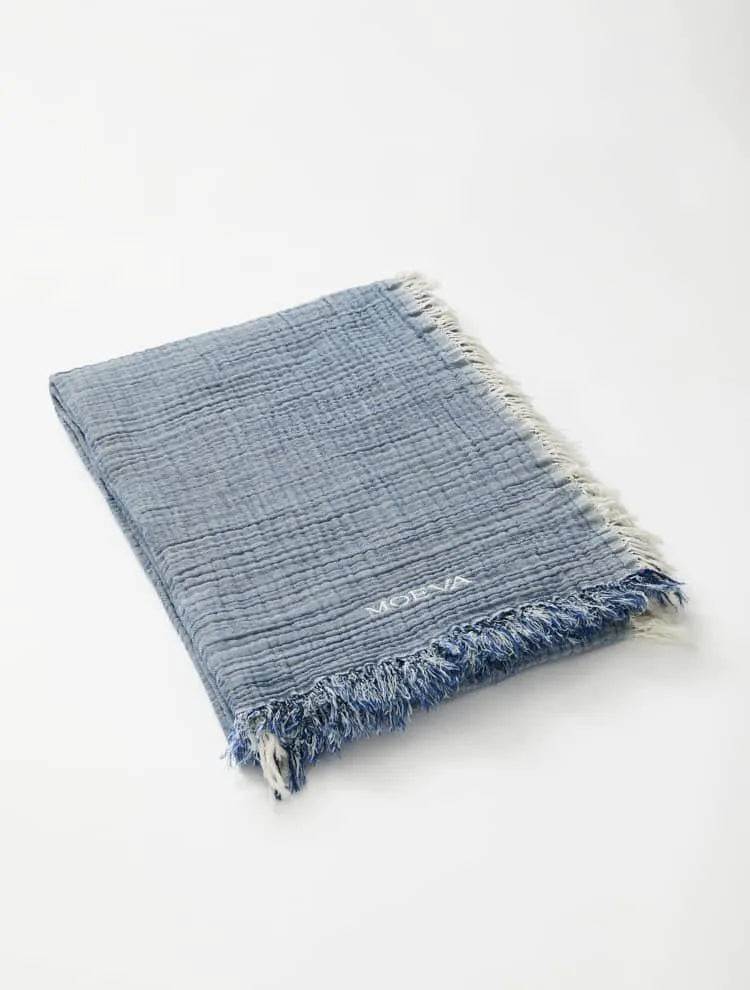 Ibiza Towel in Dark Blue and Ecru