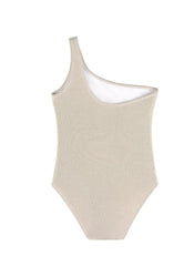 Kids One-Shoulder Kitty Silver Swimsuit
