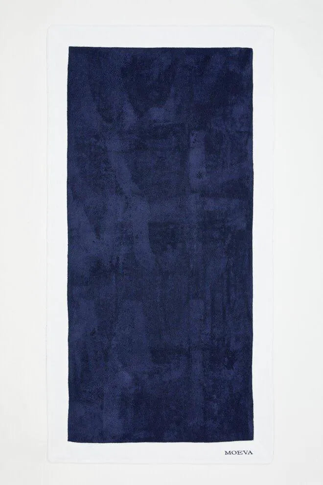 Monaco Towel in Dark Blue and White
