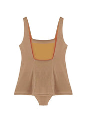 Nil Bronze Square-Neck Pocket Detail Kids Swimsuit