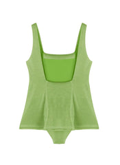 Nil Kids Green Square-Neck Swimsuit with Pocket Detail