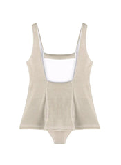 Nil Kids Silver Square-Neck Swimsuit with Pocket Detail