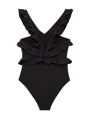 Sissy Kids Black Ruffled Textured Swimsuit