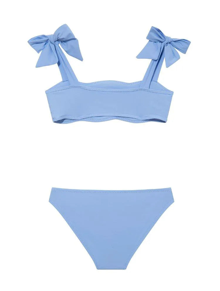 Tia Baby Blue Kids Bikini Set with Bow Strap Detail