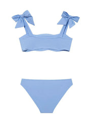 Tia Baby Blue Kids Bikini Set with Bow Strap Detail