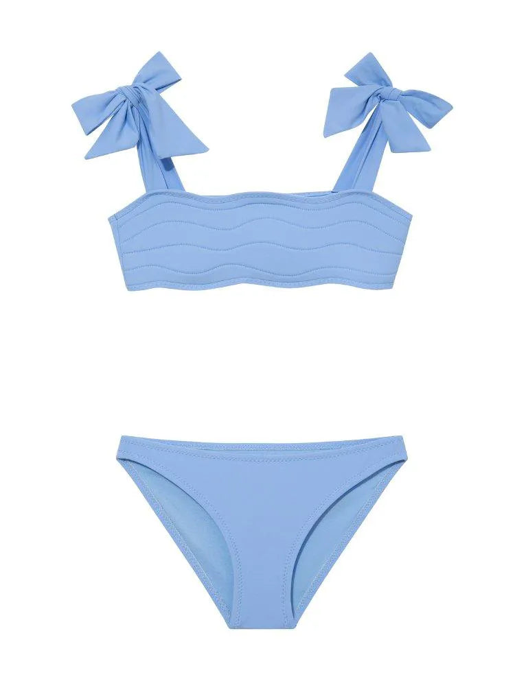 Tia Baby Blue Kids Bikini Set with Bow Strap Detail