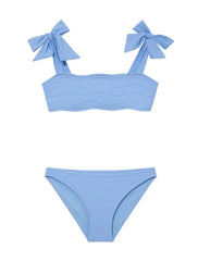 Tia Baby Blue Kids Bikini Set with Bow Strap Detail
