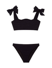 Tia Black Kids Bikini Set with Bow Strap Detail