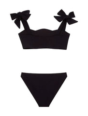 Tia Black Kids Bikini Set with Bow Strap Detail