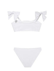 Tia White Kids Bikini Set with Bow Strap Detail