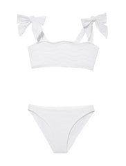 Tia White Kids Bikini Set with Bow Strap Detail