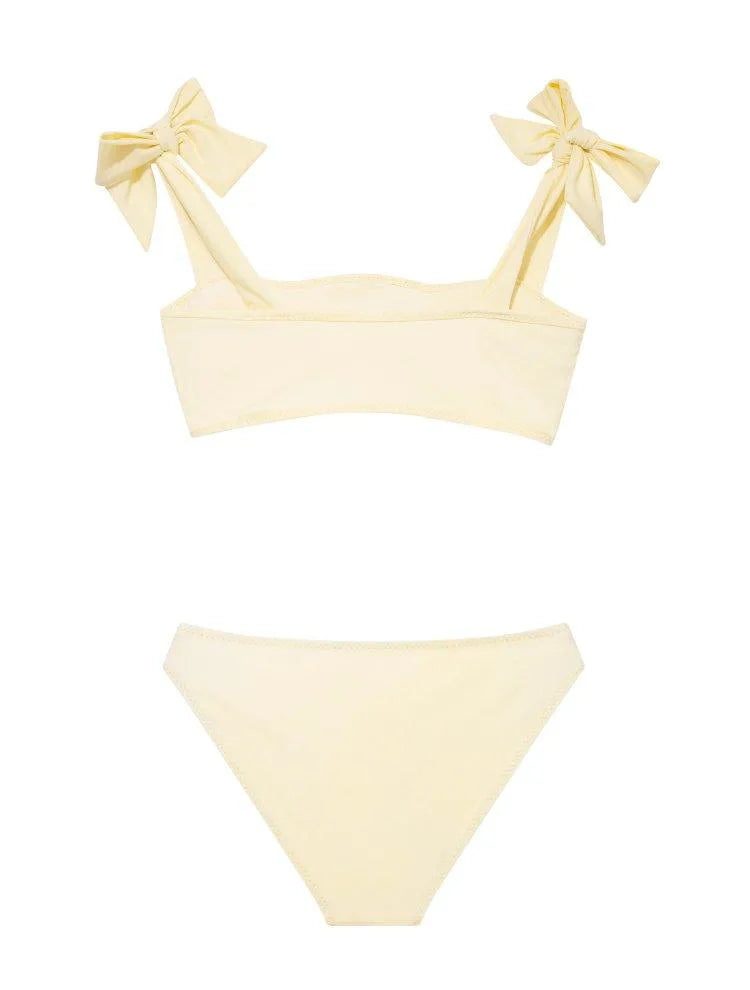 Tia Yellow Kids Bikini Set with Bow Strap Detail