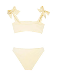 Tia Yellow Kids Bikini Set with Bow Strap Detail